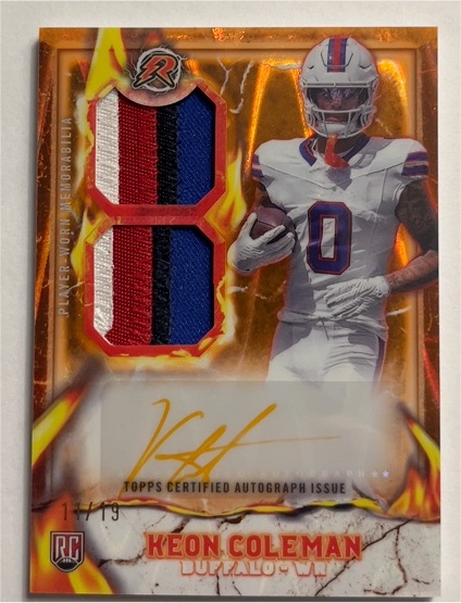 2024 Topps Resurgence Keon Coleman Orange Dual Patch Auto SSP #8/19 — front