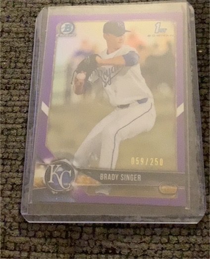 2018 Bowman Chrome Draft Purple Refractor #059 Brady Singer — front