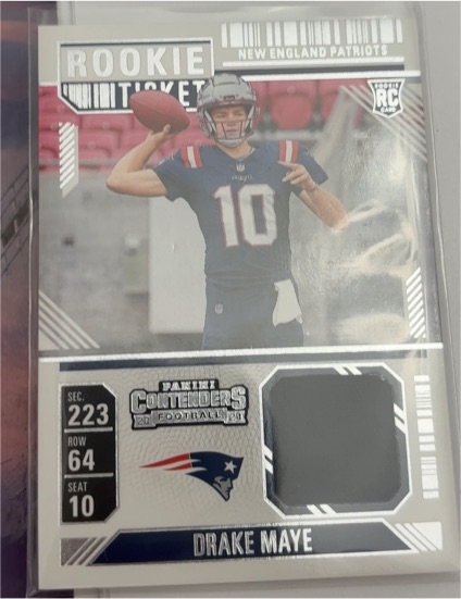 2024 Panini Contenders Football #RTS-DME Drake Maye Rookie Ticket Patch — front
