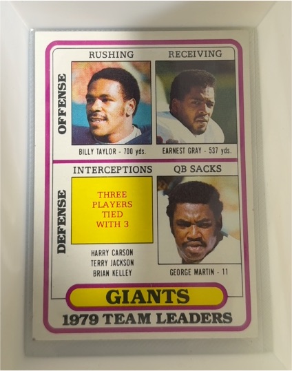 1980 Topps #94 New York Giants Team Leaders Billy Taylor / Earnest Gray / George Martin — front
