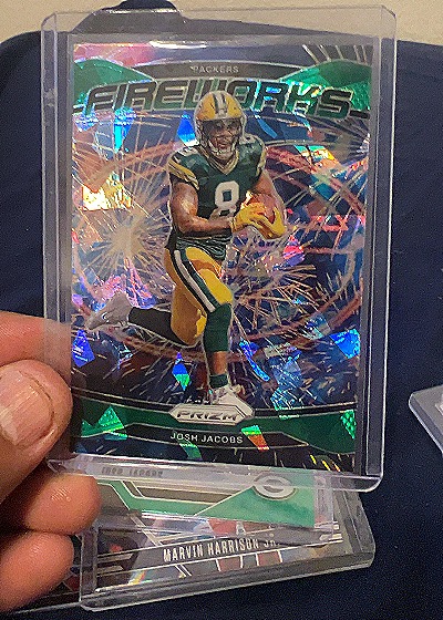 2023 Panini Prizm Fireworks Green Prizm #Fireworks Josh Jacobs — front