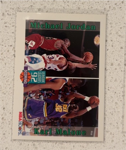 1992-93 Hoops #320 Michael Jordan / Karl Malone — front