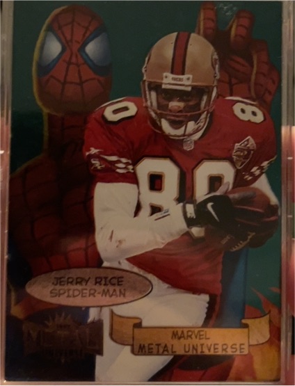 1997 Skybox Metal Universe Marvel #6 Jerry Rice Spider-Man — front