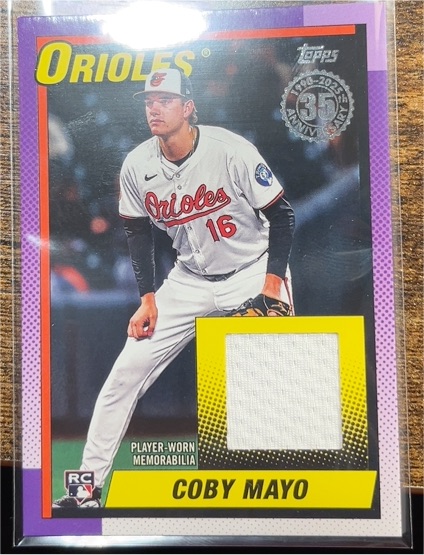 2025 Topps Series 2 1990 Topps Baseball 35th Anniversary Relic #90R2-CM Coby Mayo — front