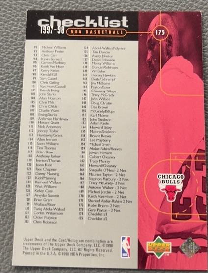 1997-98 Upper Deck NBA Basketball #175 Michael Jordan — front