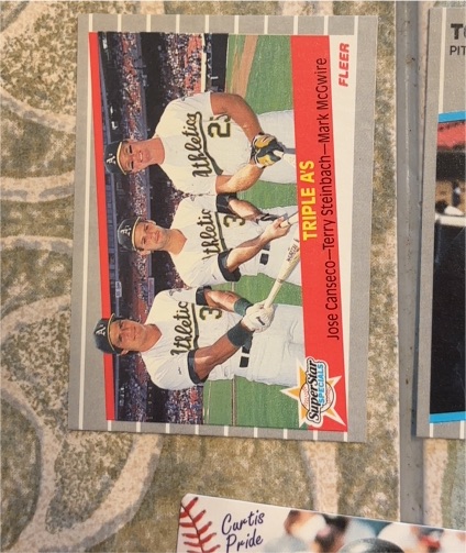 1989 Fleer #634 Triple A's Jose Canseco Terry Steinbach Mark McGwire — front