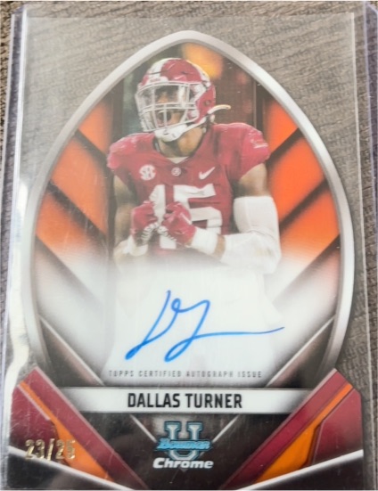 2023 Bowman U Chrome Football Dallas Turner Future of Football Auto /50 — front