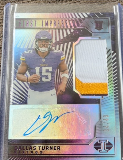 2024 Panini Illusions #136 Dallas Turner First Impressions Rookie Patch Auto — front