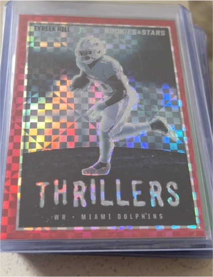 2023 Panini Rookies & Stars Thrillers Red Plaid Prizm #TH-19 Tyreek Hill — front
