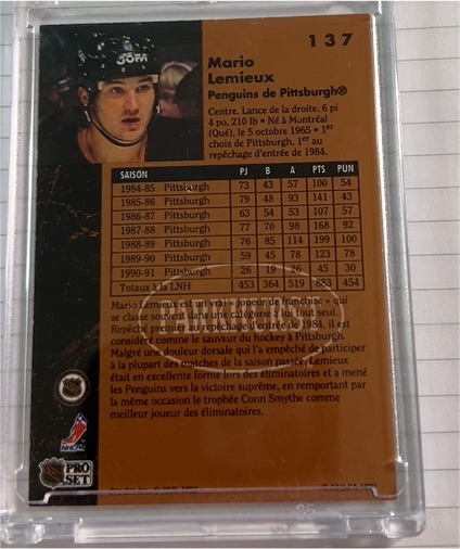 1991-92 Parkhurst #137 Mario Lemieux — front