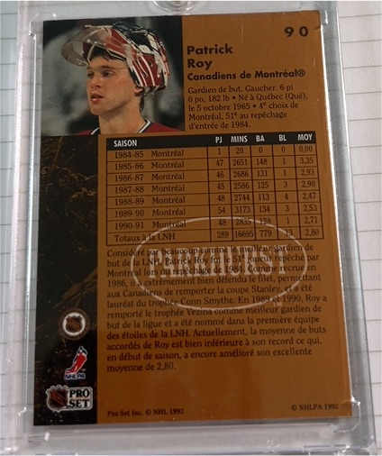 1991 Pro Set #90 Patrick Roy — front