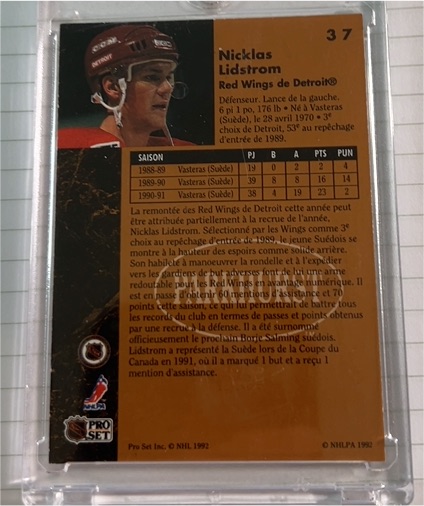 1991 Pro Set #37 Nicklas Lidstrom — front