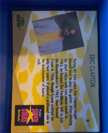 1991 Pro Set Super Stars MusiCards #3 Eric Clapton — front