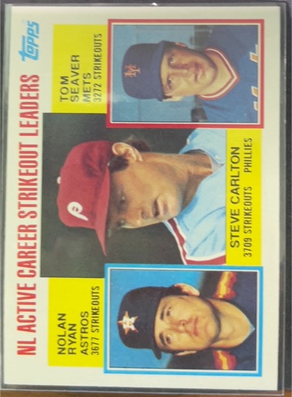 1984 Topps #707 NL Active Career Strikeout Leaders Nolan Ryan / Steve Carlton / Tom Seaver — front
