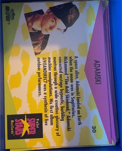 1992 Pro Set MusiCards Super Stars #30 Adamski — front