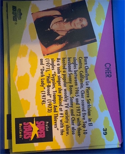 1991 Pro Set Super Stars MusiCards #39 Cher — front