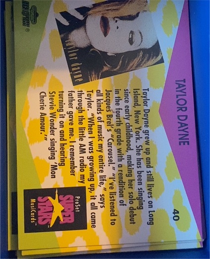 1991 Pro Set Super Stars MusiCards #40 Taylor Dayne — front