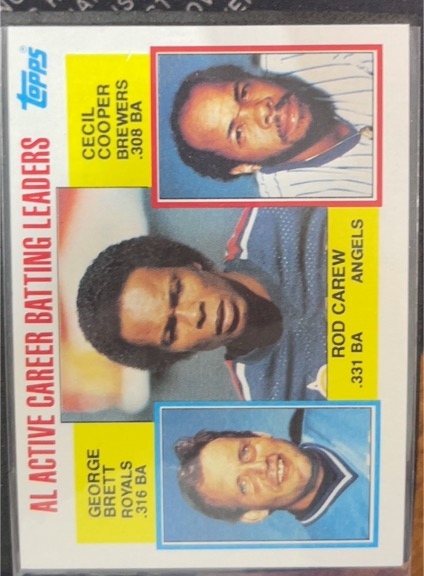1984 Topps #710 Rod Carew / George Brett / Cecil Cooper AL Active Career Batting Leaders — front