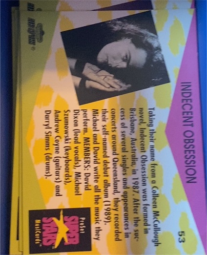 1992 Pro Set, Super Stars, #53 Indecent Obsession — front