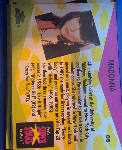 1991 Pro Set Super Stars #66 Madonna — front