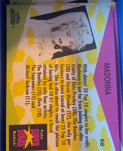 1991 Pro Set Super Stars Musicards #68 Madonna — front