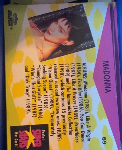1991 Pro Set Super Stars Musicards #69 Madonna — front