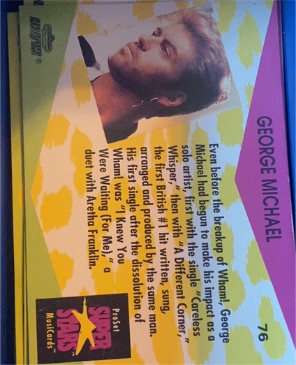 1991 Pro Set Super Stars MusiCards #76 George Michael — front
