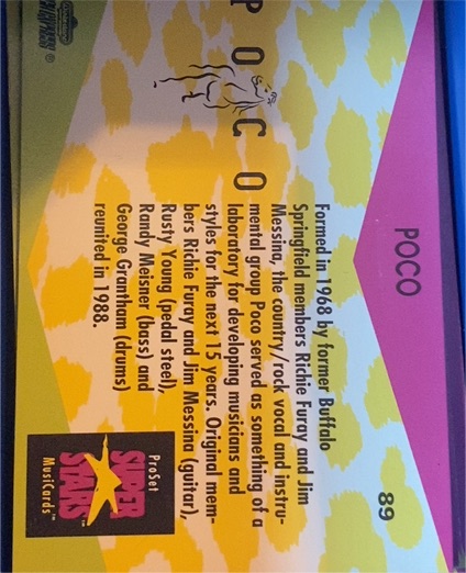 1991 Pro Set Superstars MusiCards #89 Poco — front