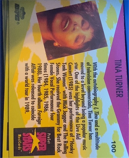 1991 Pro Set Super Stars #100 Tina Turner — front
