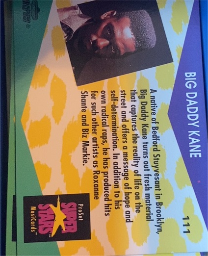 1992 Pro Set Super Stars #111 Big Daddy Kane — front
