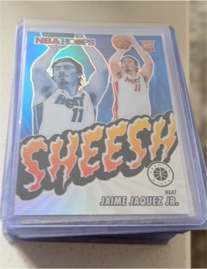 2023-24 Panini NBA Hoops Premium Stock #20 Jaime Jaquez Jr. Sheesh Silver Prizm Rookie — front