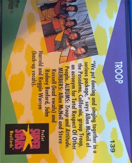 1991 Pro Set Musicards #139 Troop — front