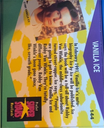 1991 Pro Set MusiCards Super Stars #144 Vanilla Ice — front