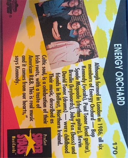 1991 Pro Set Super Stars MusiCards #170 Energy Orchard — front