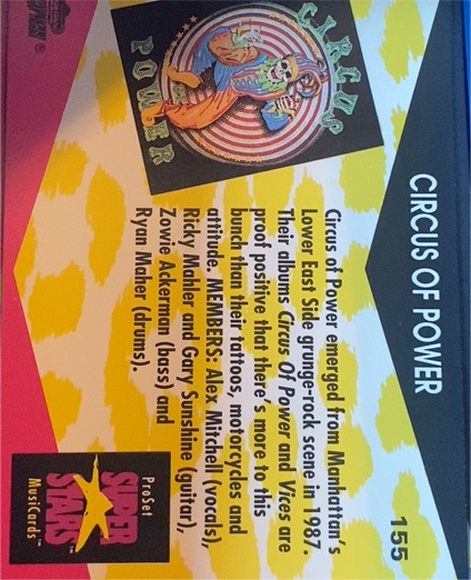 1992 Pro Set Super Stars #155 Circus of Power — front