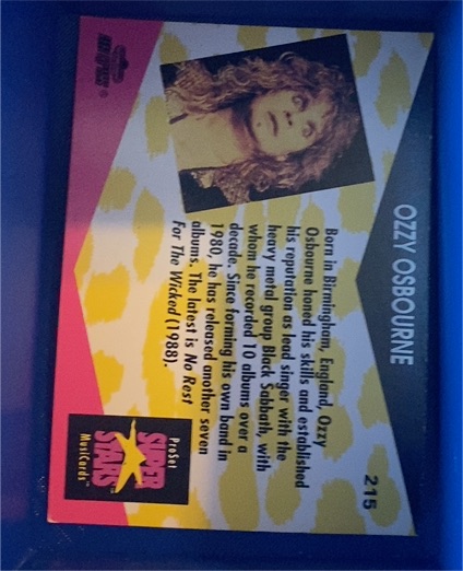 1991 Pro Set Super Stars #215 Ozzy Osbourne — front