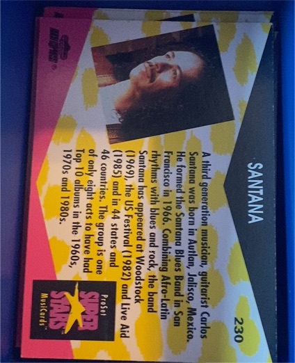 1991 Pro Set Musicards #230 Carlos Santana — front