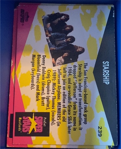 1991 Pro Set Super Stars MusiCards #239 Starship — front