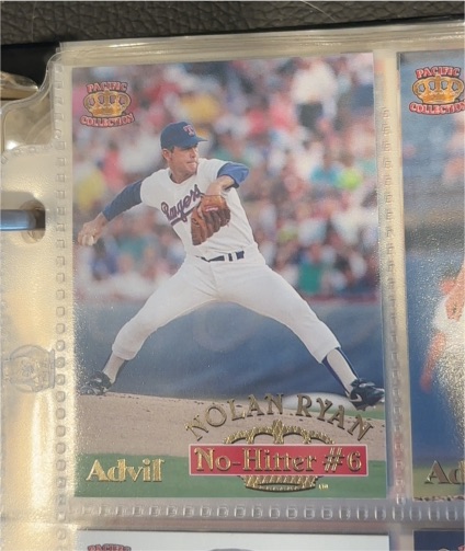 1996 Pacific Crown Collection Advil No-Hitter #6 Nolan Ryan — front