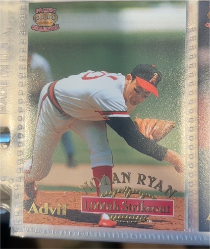 1996 Pacific Crown Collection Advil #16 Nolan Ryan 1000th Strikeout — front