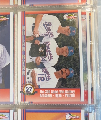 1993 Pacific Texas Express The 300 Game Win Battery #68 Nolan Ryan Arnsberg Petralli — front