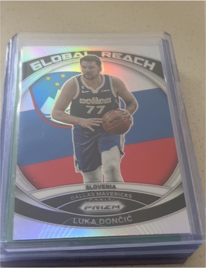 2023-24 Panini Prizm #1 Luka Dončić Global Reach Silver Prizm — front