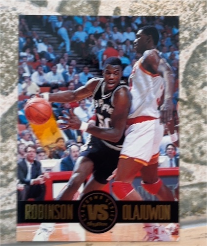 1993-94 SkyBox Premium Showdown Series #SS5 David Robinson vs Hakeem Olajuwon — front