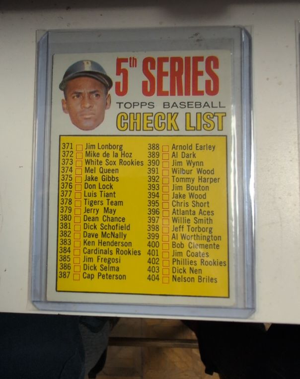 1967 Topps #361 5th Series Checklist Roberto Clemente — front