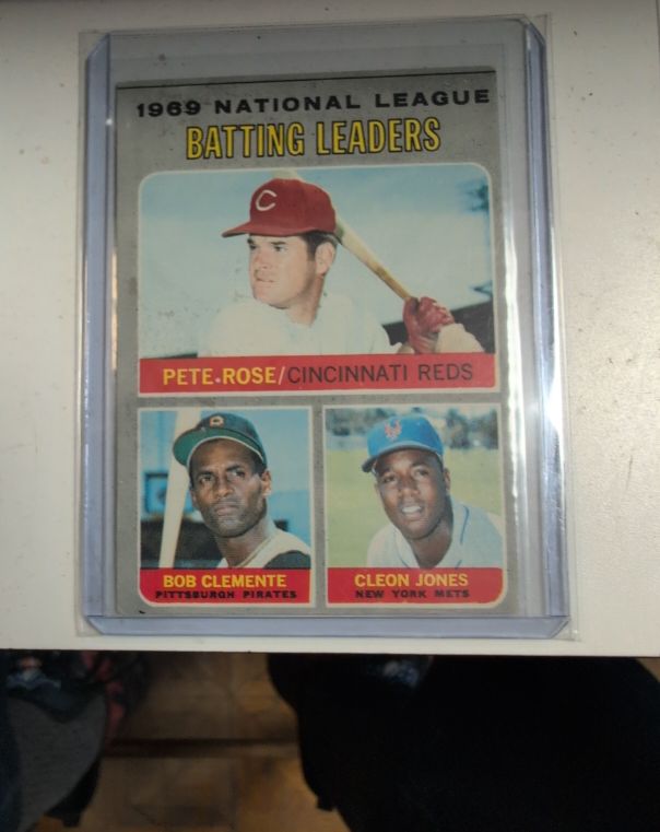 1970 Topps #61 NL Batting Leaders Pete Rose, Roberto Clemente, Cleon Jones — front