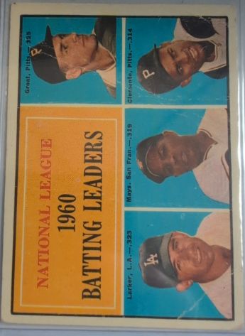 1961 Topps #41 NL Batting Leaders Willie Mays Clemente Groat Larker — front