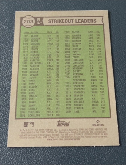 1990 Topps #203 Strikeout Leaders — front