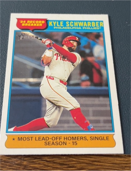2025 Topps Heritage #2 Kyle Schwarber '24 Record Breaker — front