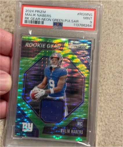 2024 Panini Prizm Rookie Gear Neon Green Pulsar #RGMNS Malik Nabers — front