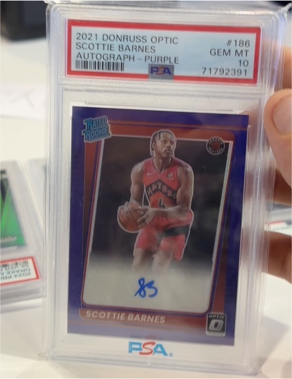 2021 Donruss Optic #186 Scottie Barnes Autograph Purple — front